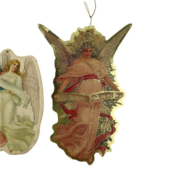 Lot Of 7 Vintage Merrimack 1986 Victorian Style Angel Ornaments Cardboard Cutout - Picture 7 of 12